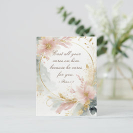 Postal 1 Peter 5:7 Arroja todos sus cuidados sobre su ver