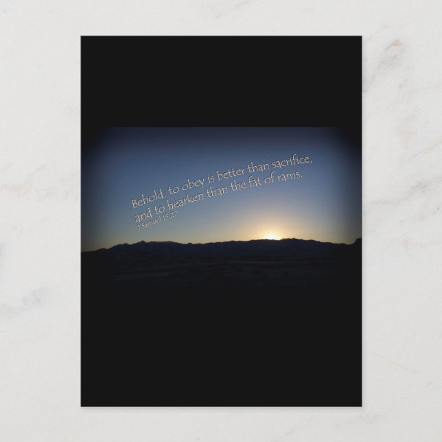 Postal 1 Samuel 15:22 Sunset Black Border (Anverso)