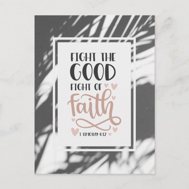 Postal 1 Timothy 6:12 lucha por la buena lucha de la fe (Anverso)