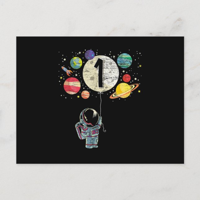 Postal 1 Years Old Birthday Boy Astronaut 1st Birthday (Anverso)