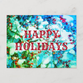 Postal 1FELIZ HOLIDAY BERRIES POSTCARD horizontal