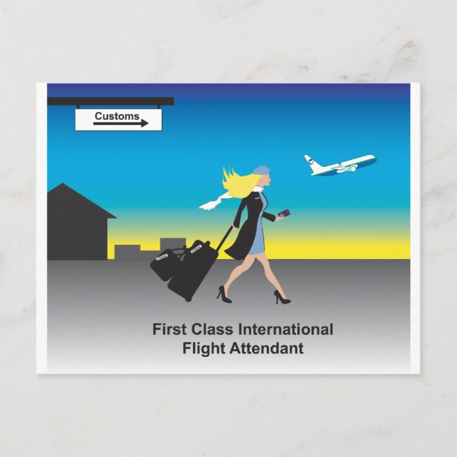 Postal 1r Asistente del vuelo internacional de la clase (Anverso)
