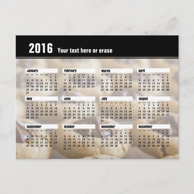 Postal 2016 del calendario de la galleta (Anverso)