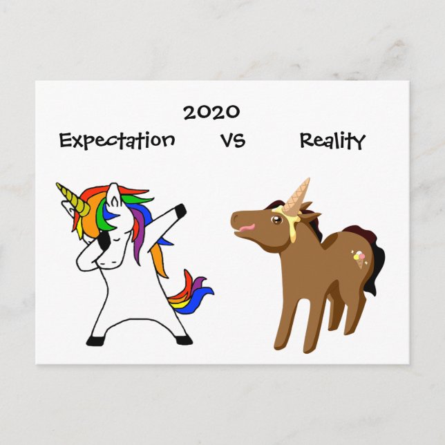 Postal 2020 Covid Coronavirus Realidad Unicornio Divertid (Anverso)