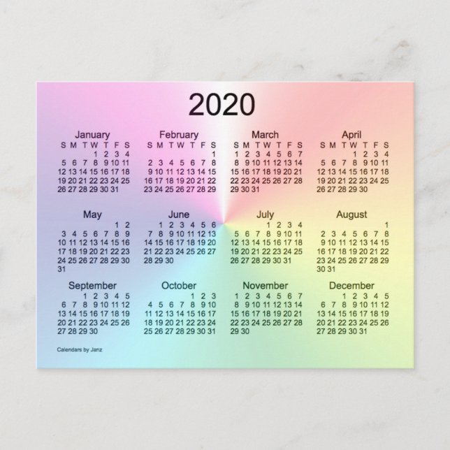 Postal 2020 Shimmer Mini Calendario de Janz (Anverso)