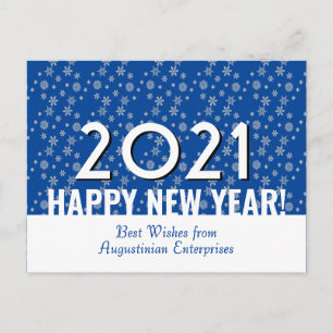 Postal 2021 Feliz Año Nuevo Copos de nieve Corporat