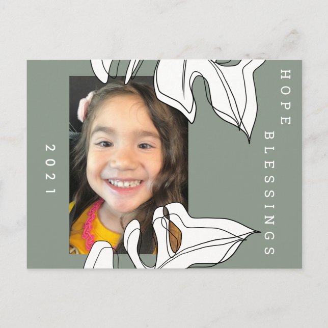 Postal 2021 Formas orgánicas de Año Nuevo Monstera Botáni (Anverso)