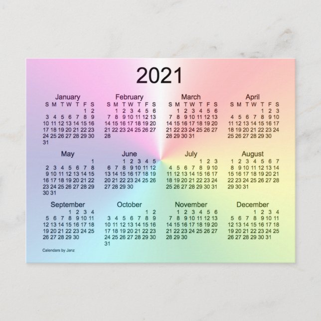 Postal 2021 Shimmer Mini Calendario de Janz (Anverso)