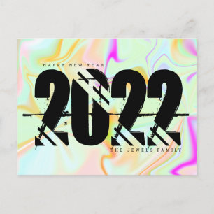Postal 2022 Año Nuevo Trippy Liquid Bold Holograma