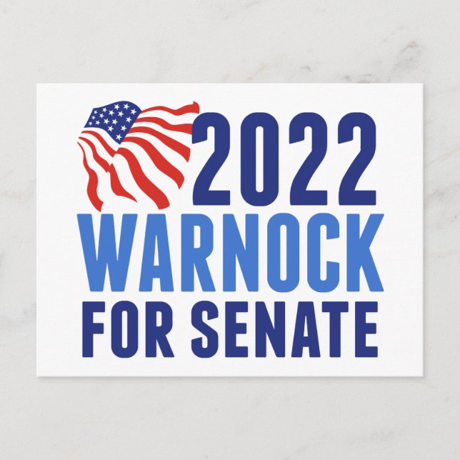 Postal 2022 Warnock por la bandera electoral de Georgia e (Anverso)