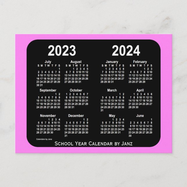 Postal 2023-2024 Calendario de miniescuelas de Neon Viole (Anverso)