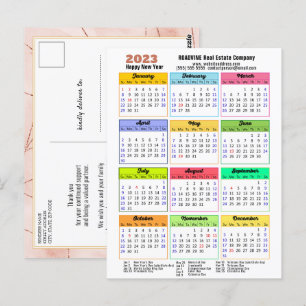Postal 2023 Calendario Rosa Bandas de oro Empresas modern