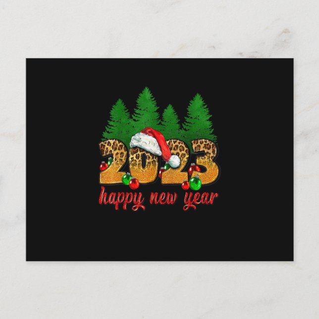 Postal 2023 Feliz Año Nuevo Leopard Año Nuevo Eve Fiesta  (Anverso)