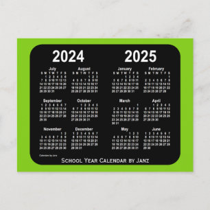 Postal 2024-2025 Calendario escolar de Neon verde amarill