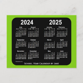 Postal 2024-2025 Calendario escolar de Neon verde amarill
