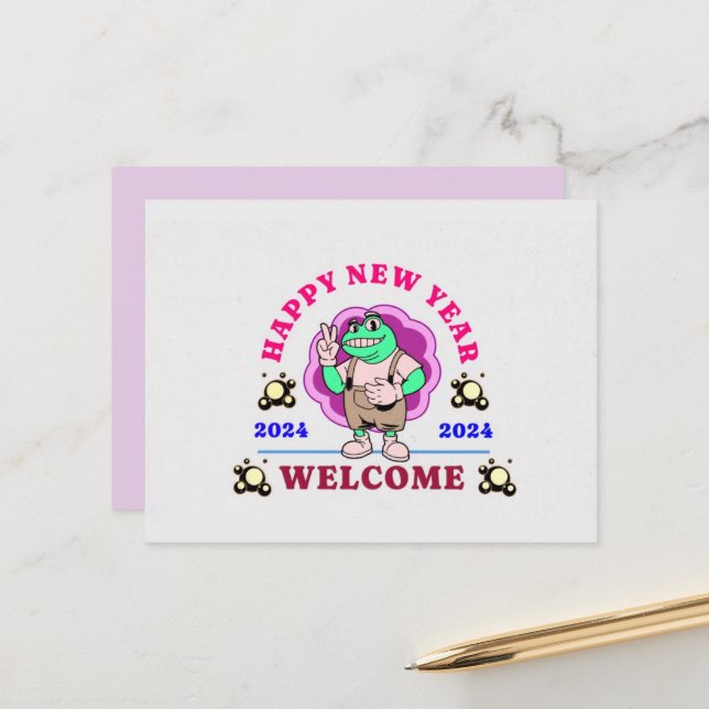 POSTAL 2024 AÑO NUEVO RECIBIENDO DESEO (Anverso/Reverso In Situ)