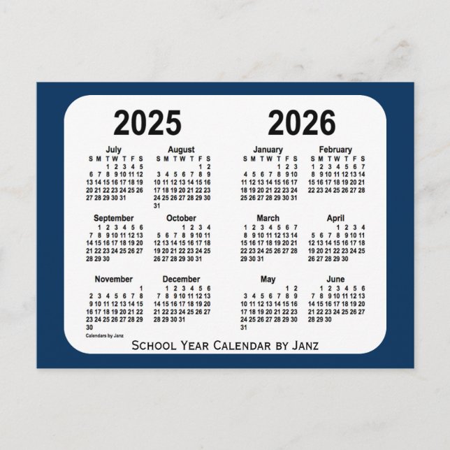 Postal 2025-2026 Calendario de la Escuela Azul de la Caja (Anverso)