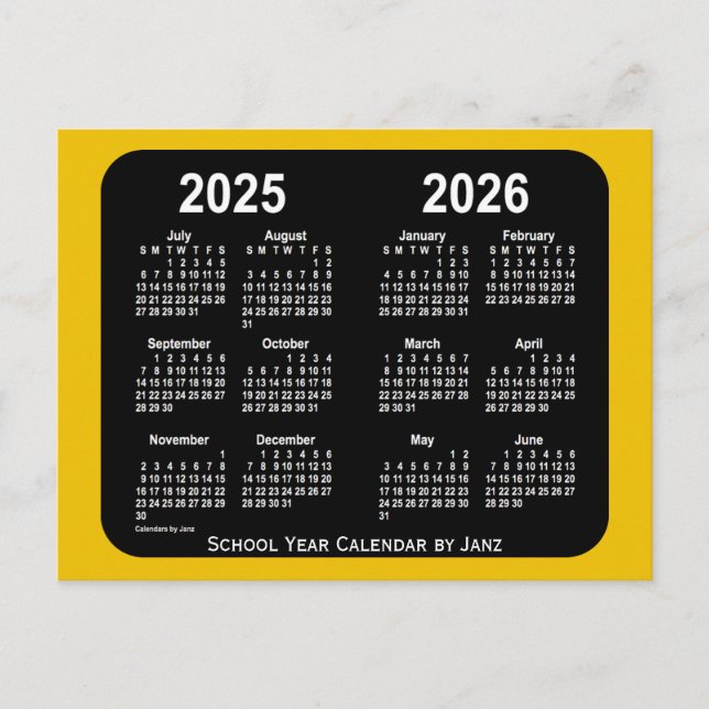 Postal 2025-2026 Calendario de Oro Neon Mini School de Ja (Anverso)
