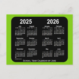 Postal 2025-2026 Calendario escolar de Neon verde amarill