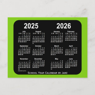 Postal 2025-2026 Calendario escolar de Neon verde amarill