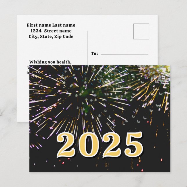 Postal 2025, ¡Feliz año nuevo! (Anverso / Reverso)
