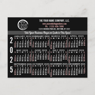 Postal 2025 Personalizado del calendario Nombre del logot
