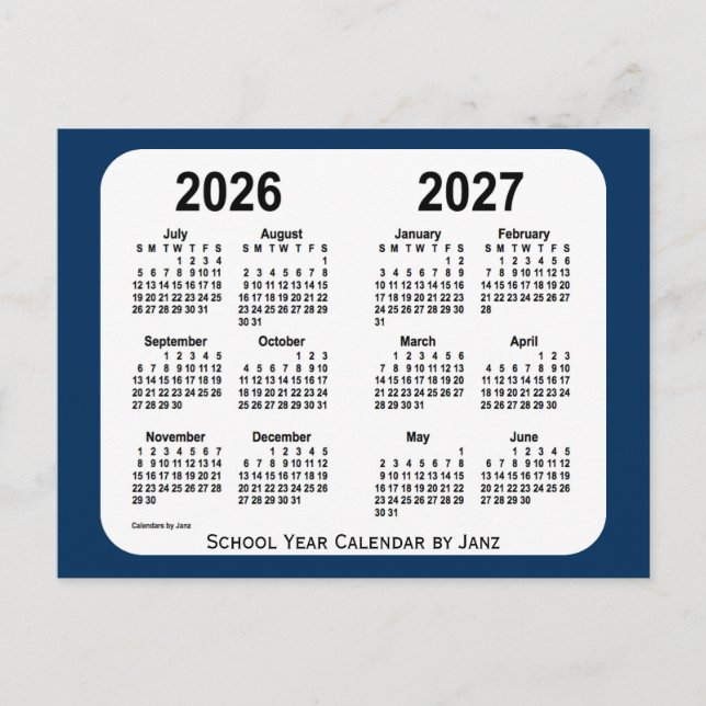 Postal 2026-2027 Calendario de la Escuela Azul de la Caja (Anverso)