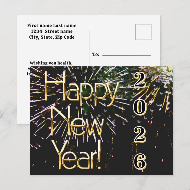 Postal 2026, ¡Feliz año nuevo! (Anverso / Reverso)