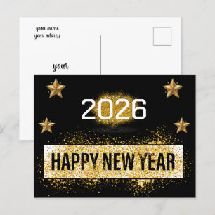 Postal 2026 ¡Feliz Año Nuevo! Estrellas brillantes de Pur