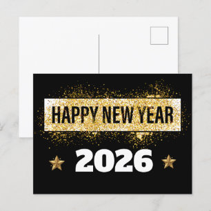 Postal 2026 ¡Feliz Año Nuevo! Luminosas estrellas doradas