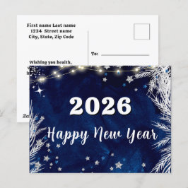 Postal 2026, ¡Feliz año nuevo! Navidad azul