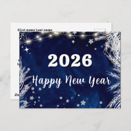 Postal 2026, ¡Feliz año nuevo! Navidad azul