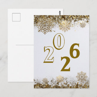 Postal 2026 Gold Glitter Snowflake New Year logo company 