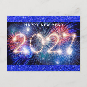 Postal 2027 Feliz Año Nuevo Fuegos Artificiales Modernos