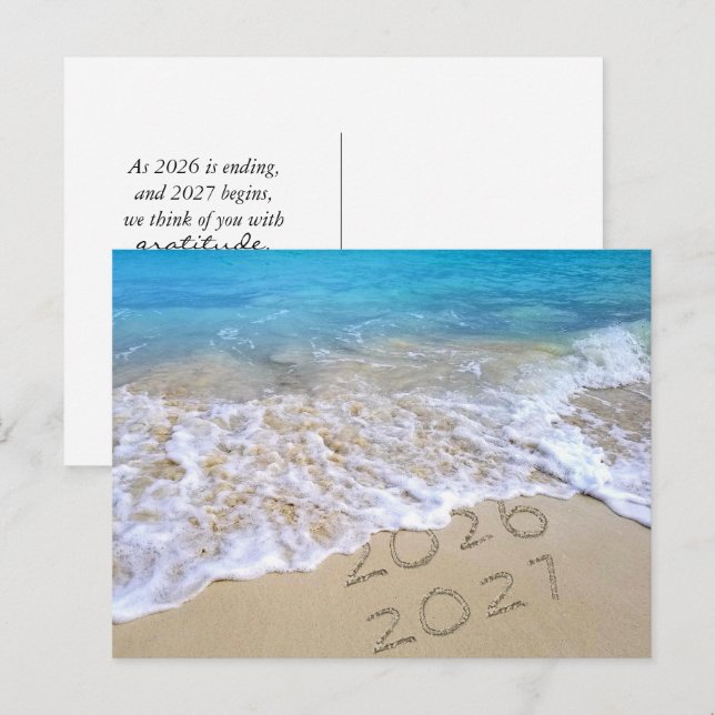 Postal 2027 Feliz Año Nuevo Playa (Anverso / Reverso)