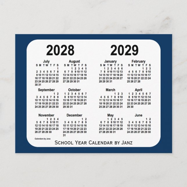 Postal 2028-2029 Calendario de la Escuela Azul de la Caja (Anverso)