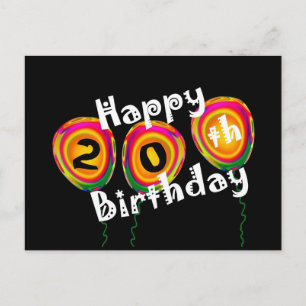 Postal 20.º natalicio de globos coloridos