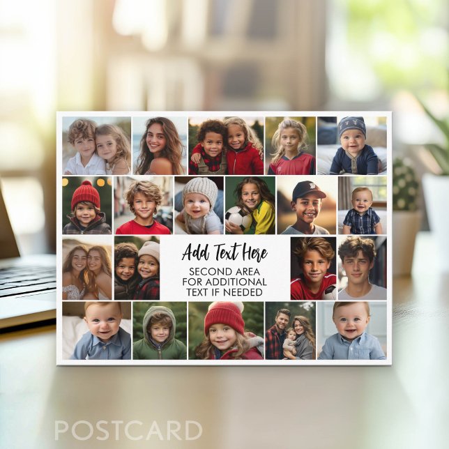Postal 20 Colaje de Fotos con Texto en el Centro (Photo Postcard - Customize with your favorite photos)
