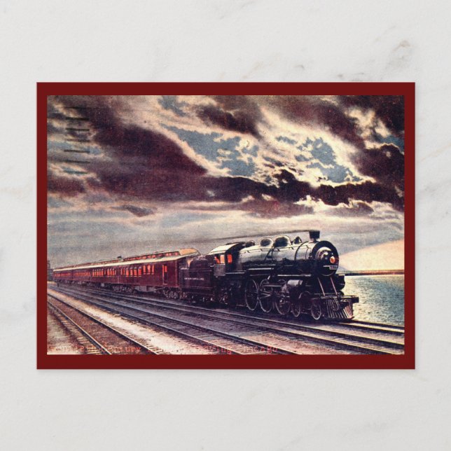 Postal 20th Century Limited saliendo de Chicago 1909 Vint (Anverso)