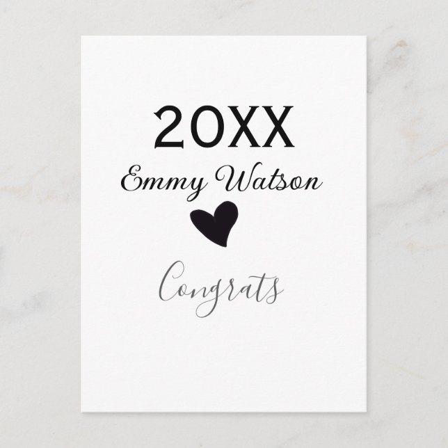 Postal 20XX bold letter congrats graduation name heart si (Anverso)