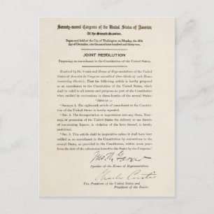 Postal 21.ª enmienda constitucional que pone fin a la pro