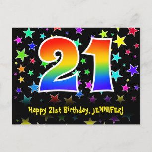 Postal 21 Aniversario: Patrón de las estrellas divertidas
