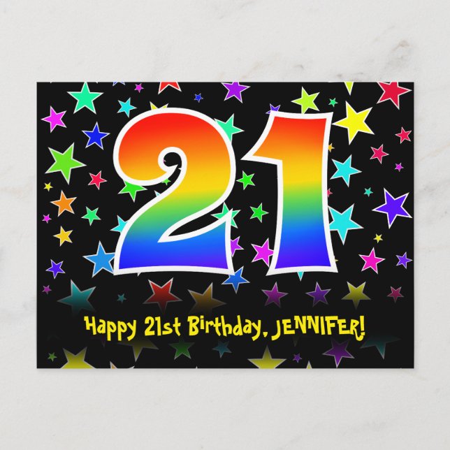Postal 21 Aniversario: Patrón de las estrellas divertidas (Anverso)