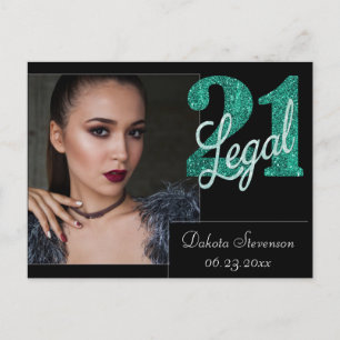 Postal 21 y legal   Green 21st Birthday Photo You
