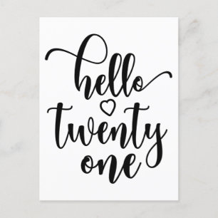 Postal 21st Birthday Women Hello 21 Cute 21 Years Old