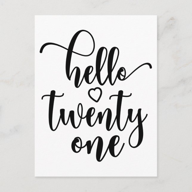 Postal 21st Birthday Women Hello 21 Cute 21 Years Old (Anverso)