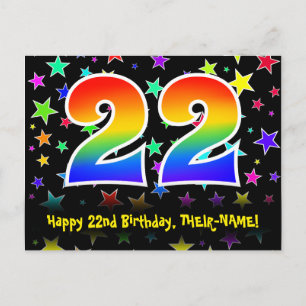 Postal 22.º cumpleaños: Patrón de estrellas divertidas, a