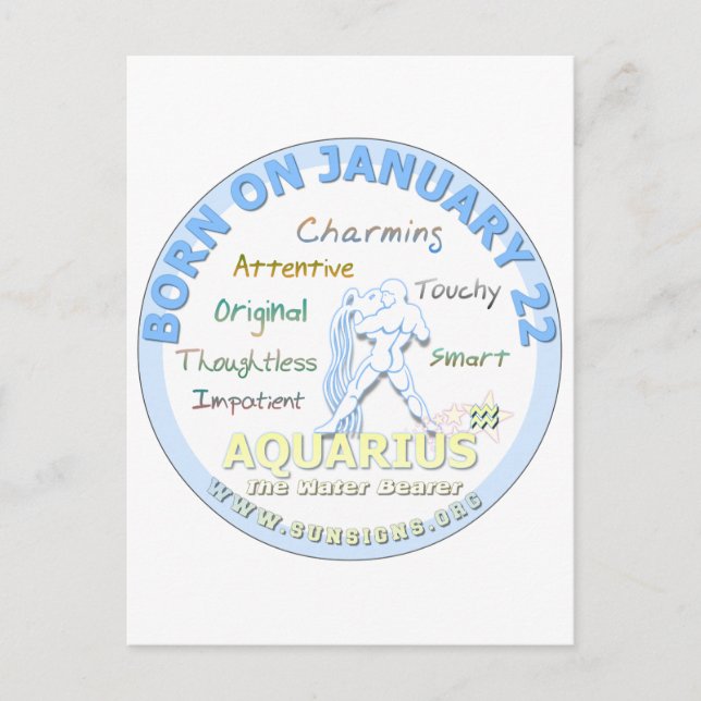 Postal 22 de enero cumpleaños - Aquarius (Anverso)