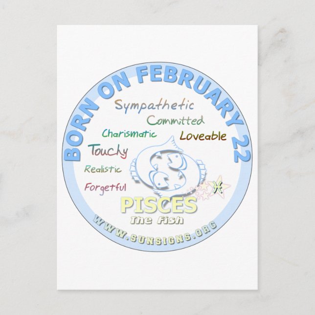 Postal 22 de febrero - Pisces (Anverso)