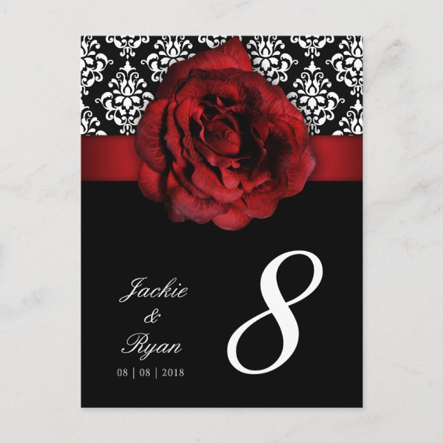 Postal 232 Número de tabla Postcard Red Rose Damask Flora (Anverso)